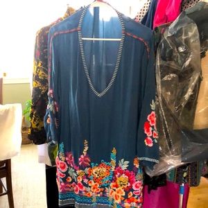 Johnny Was silk embroidered top